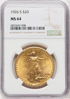 1926-S $20 Saint-Gaudens Double Eagle NGC MS64 (768602015)