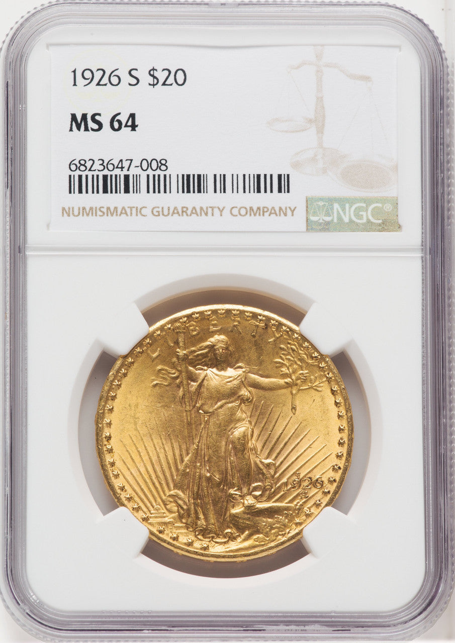 1926-S $20 Saint-Gaudens Double Eagle NGC MS64 (768602015)