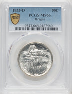 1933-D 50C Oregon Commemorative Silver PCGS MS66