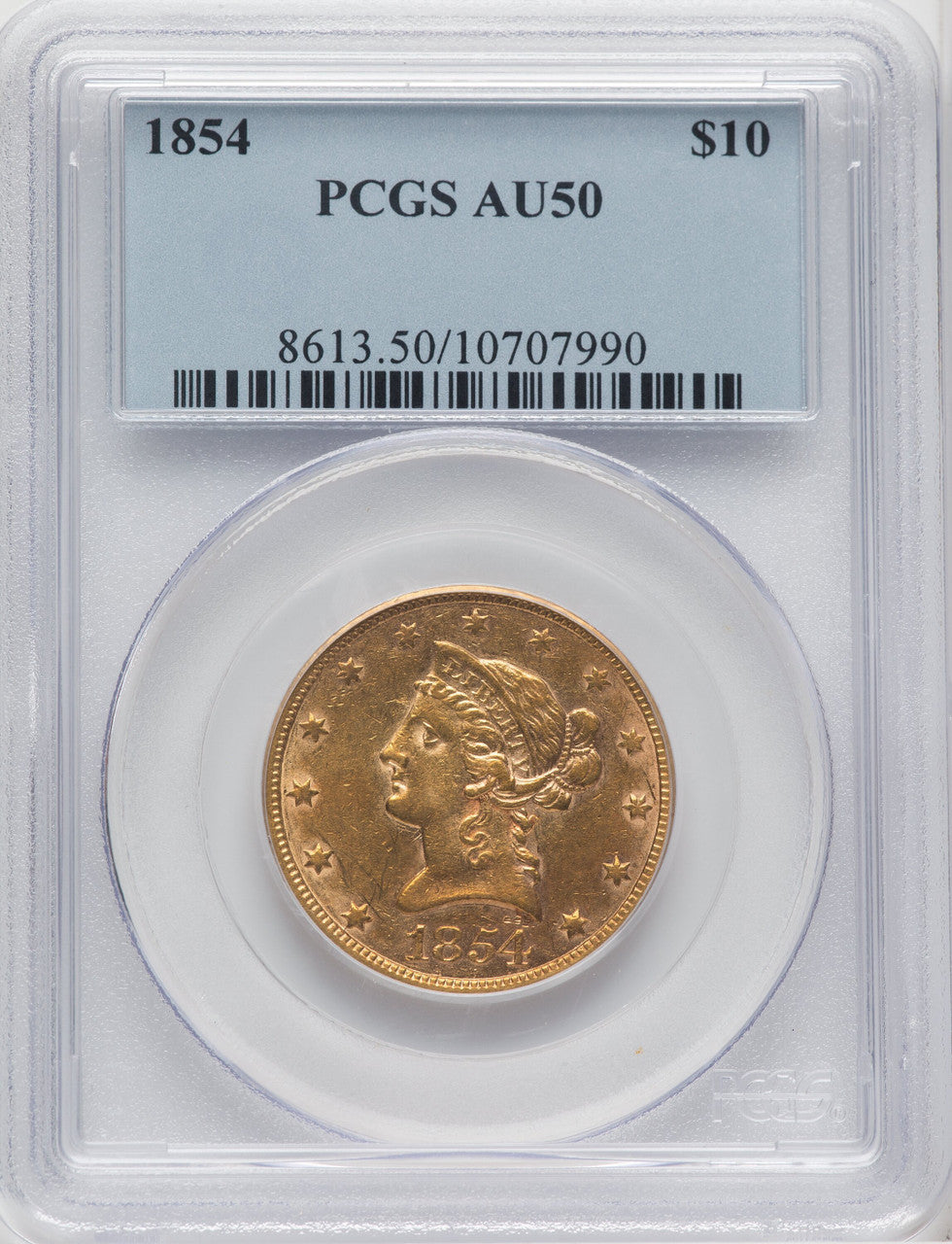1854 $10 Liberty Eagle PCGS AU50