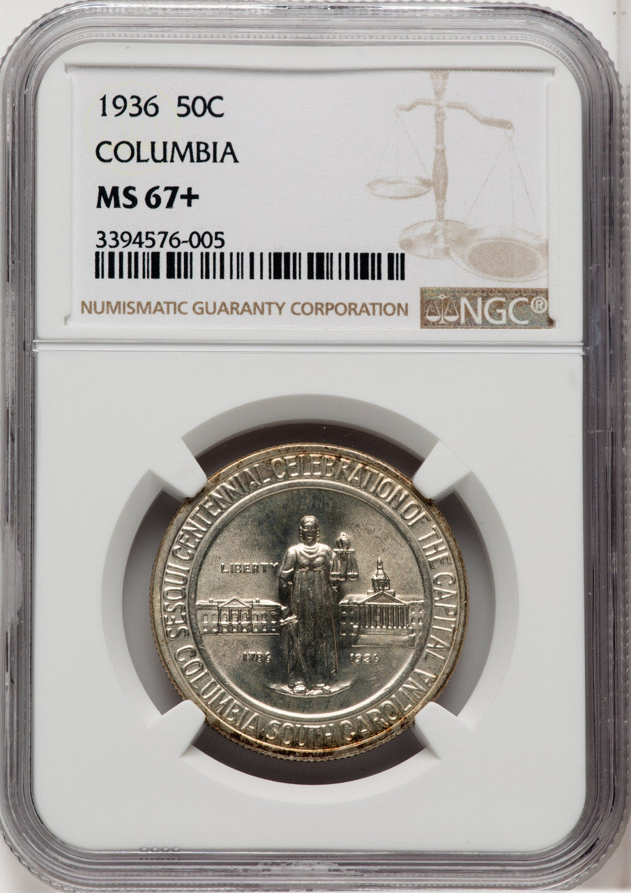 1936 50C Columbia Commemorative Silver NGC MS67+ (768613037)