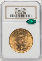 1914-S $20 CAC Saint-Gaudens Double Eagle NGC MS64