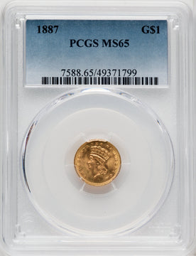 1887 G$1 Gold Dollar PCGS MS65