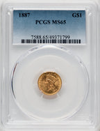 1887 G$1 Gold Dollar PCGS MS65