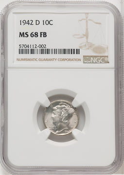 1942-D 10C FB Mercury Dime NGC MS68 (768642015)