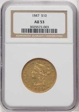 1847 $10 Liberty Eagle NGC AU53