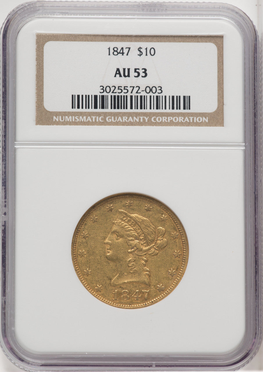 1847 $10 Liberty Eagle NGC AU53