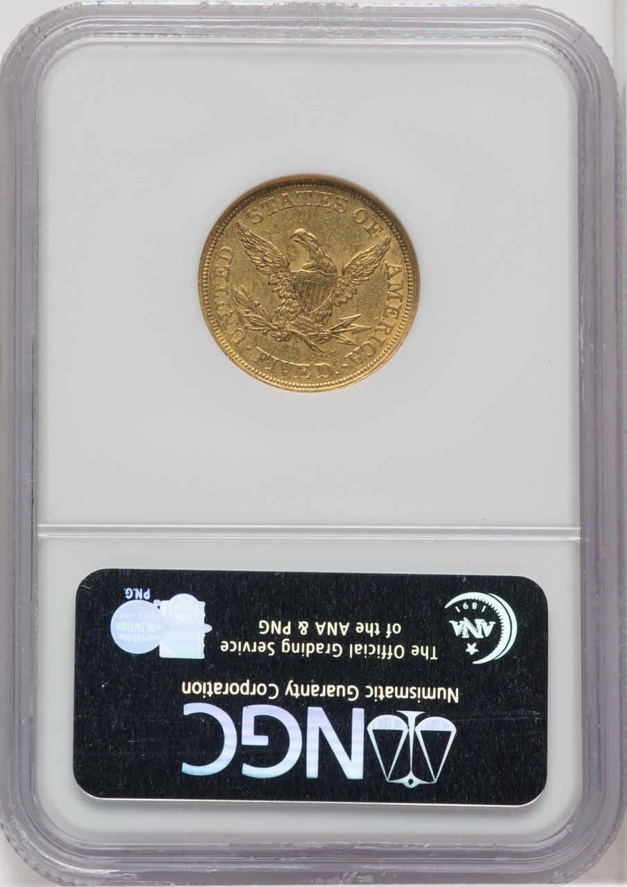 1844 $5 Liberty Half Eagle NGC AU50