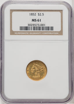 1852 $2.50 Liberty Quarter Eagle NGC MS61 (519409190)