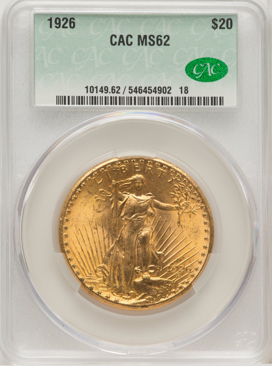 1926 $20 Saint-Gaudens Double Eagle CACG MS62