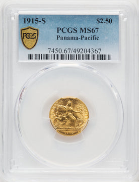 1915-S $2.50 Panama-Pacific Quarter Eagle Commemorative Gold PCGS MS67