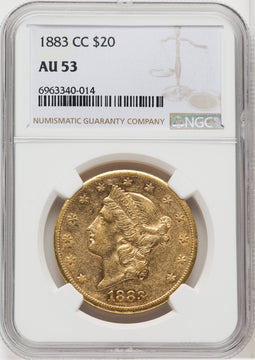 1883-CC $20 Liberty Double Eagle NGC AU53