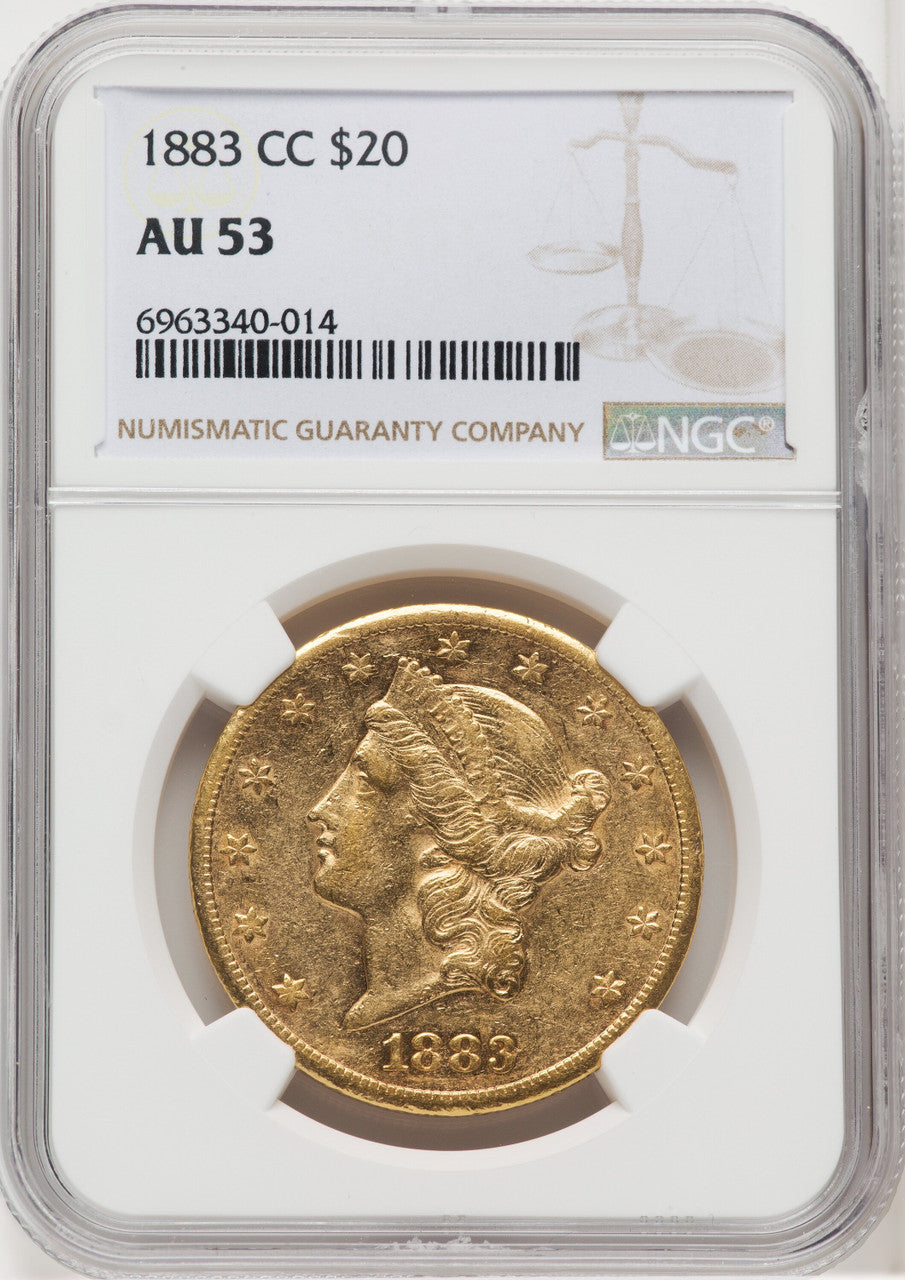 1883-CC $20 Liberty Double Eagle NGC AU53