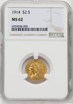 1914 $2.50 Indian Quarter Eagle NGC MS62 (768710014)