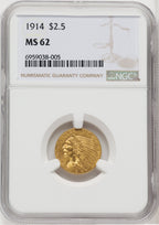 1914 $2.50 Indian Quarter Eagle NGC MS62 (768710014)