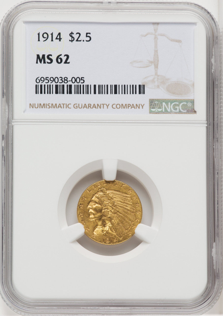 1914 $2.50 Indian Quarter Eagle NGC MS62 (768710014)