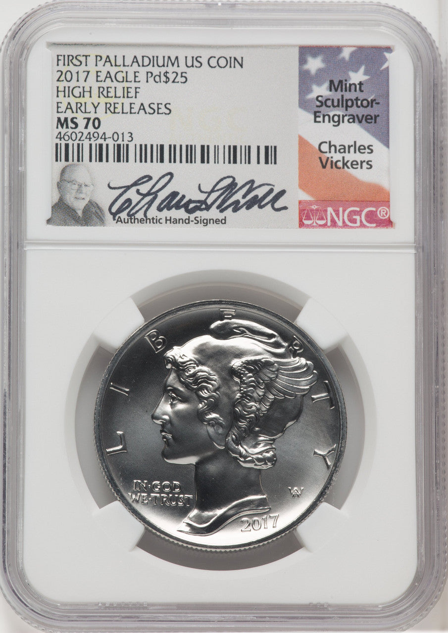 2017 $25 Palladium High Relief First Strike NGC MS70 Vickers