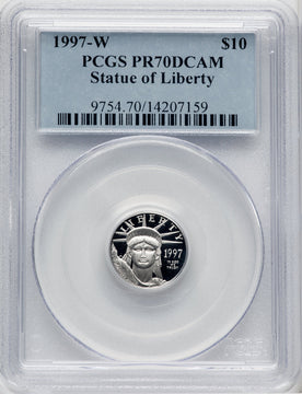 1997-W $10 Tenth-Ounce Platinum Blue Gradient PCGS PR70 (767230031)