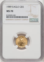 1989 $5 Tenth-Ounce Gold Eagle NGC MS70 (519324019)