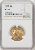 1912 $5 Indian Half Eagle NGC MS62