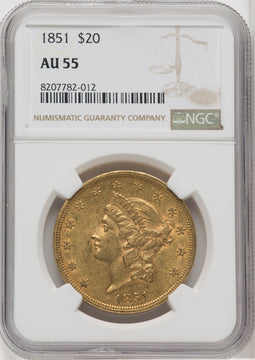1851 $20 Liberty Double Eagle NGC AU55 (572058010)
