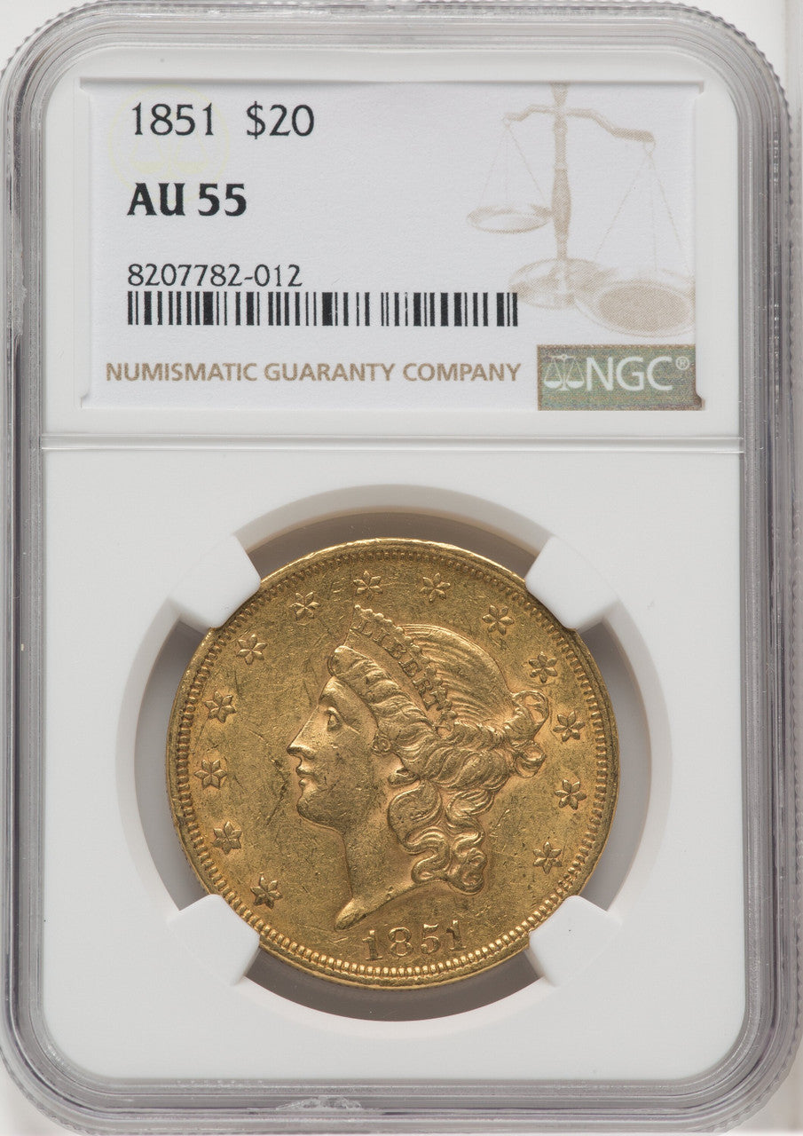 1851 $20 Liberty Double Eagle NGC AU55 (572058010)
