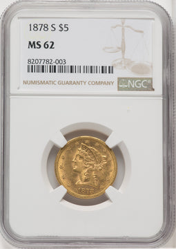 1878-S $5 Liberty Half Eagle NGC MS62