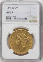 1861-O $20 Liberty Double Eagle NGC AU55 (767552009)