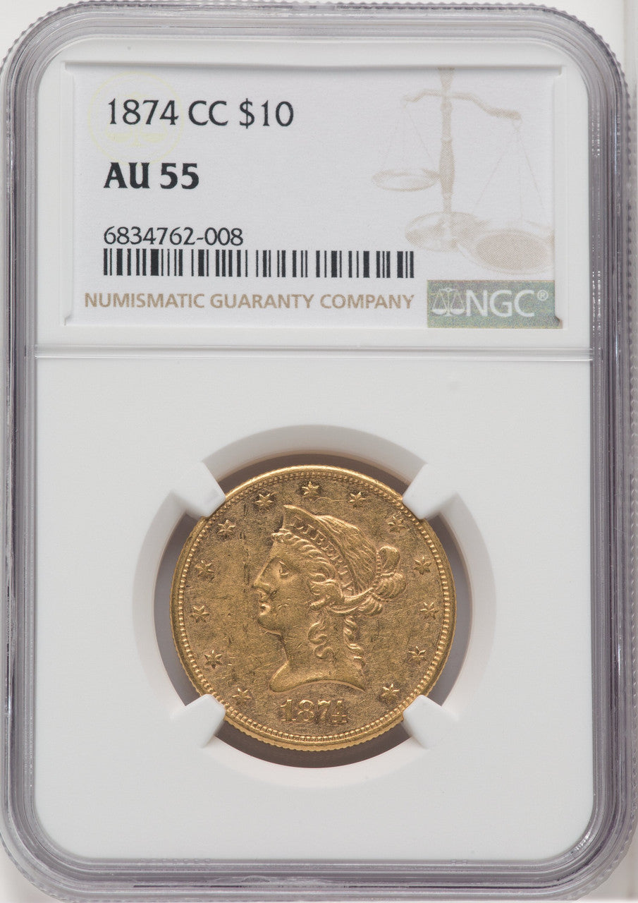 1874-CC $10 Liberty Eagle NGC AU55 (765748010)