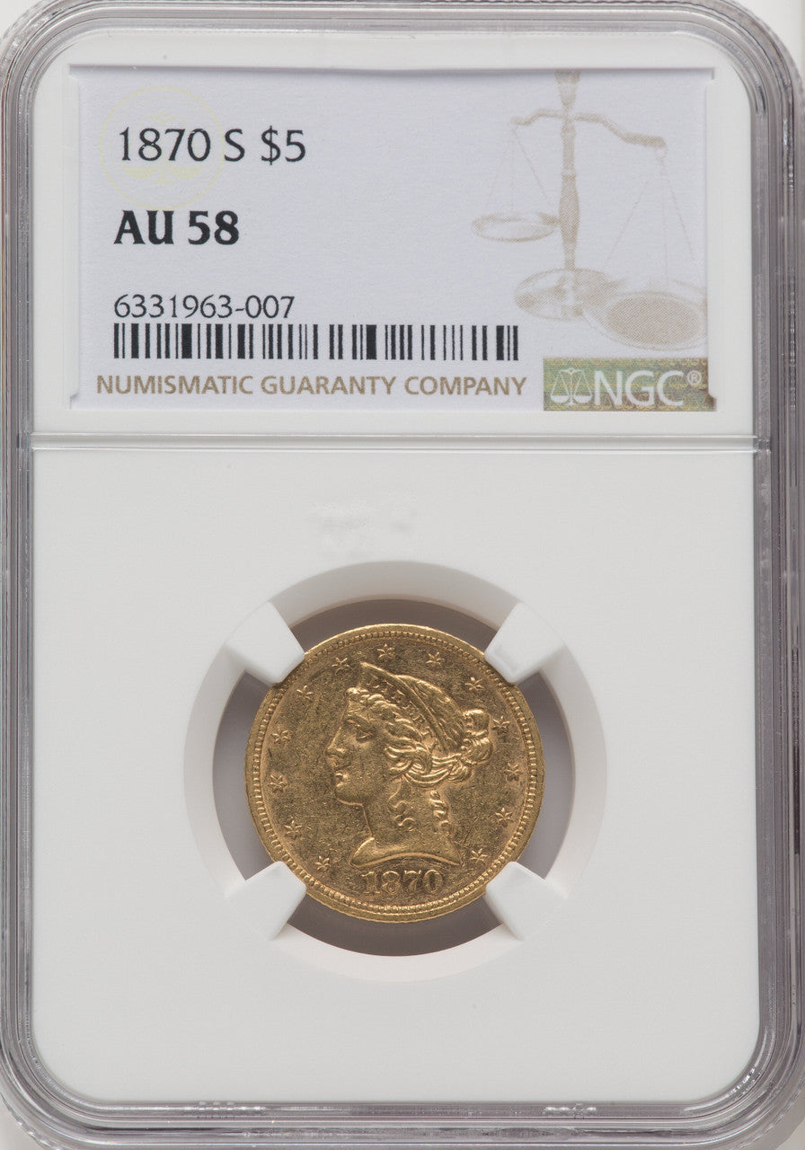 1870-S $5 Liberty Half Eagle NGC AU58 (768930003)