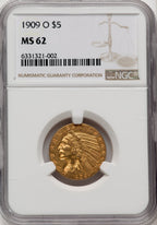 1909-O $5 Indian Half Eagle NGC MS62 (768930023)
