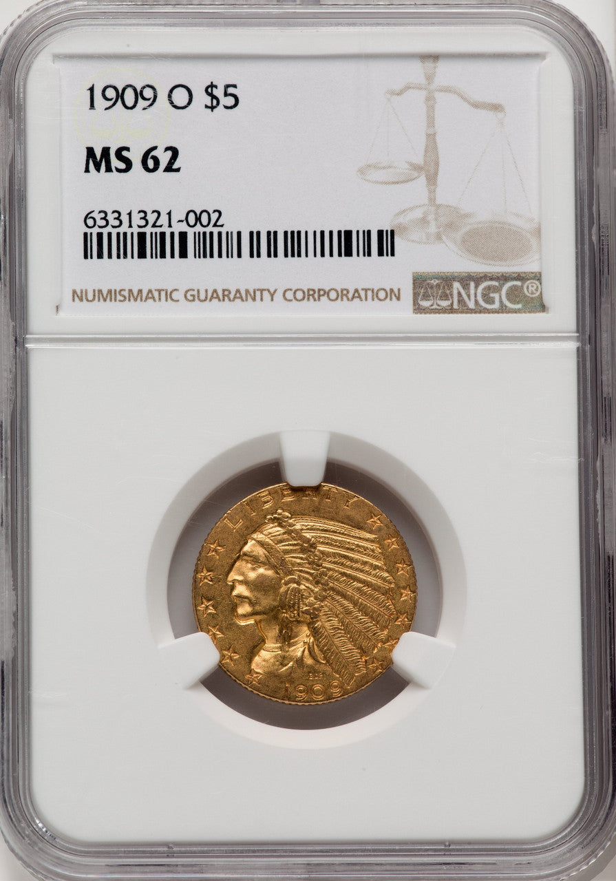 1909-O $5 Indian Half Eagle NGC MS62 (768930023)