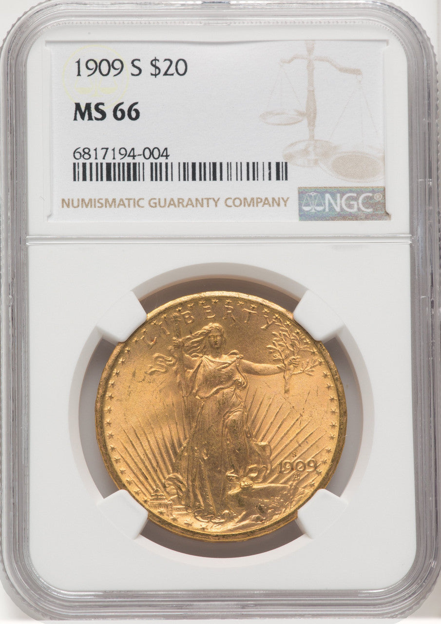 1909-S $20 Saint-Gaudens Double Eagle NGC MS66