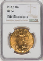 1913-D $20 Saint-Gaudens Double Eagle NGC MS66 (768930014)