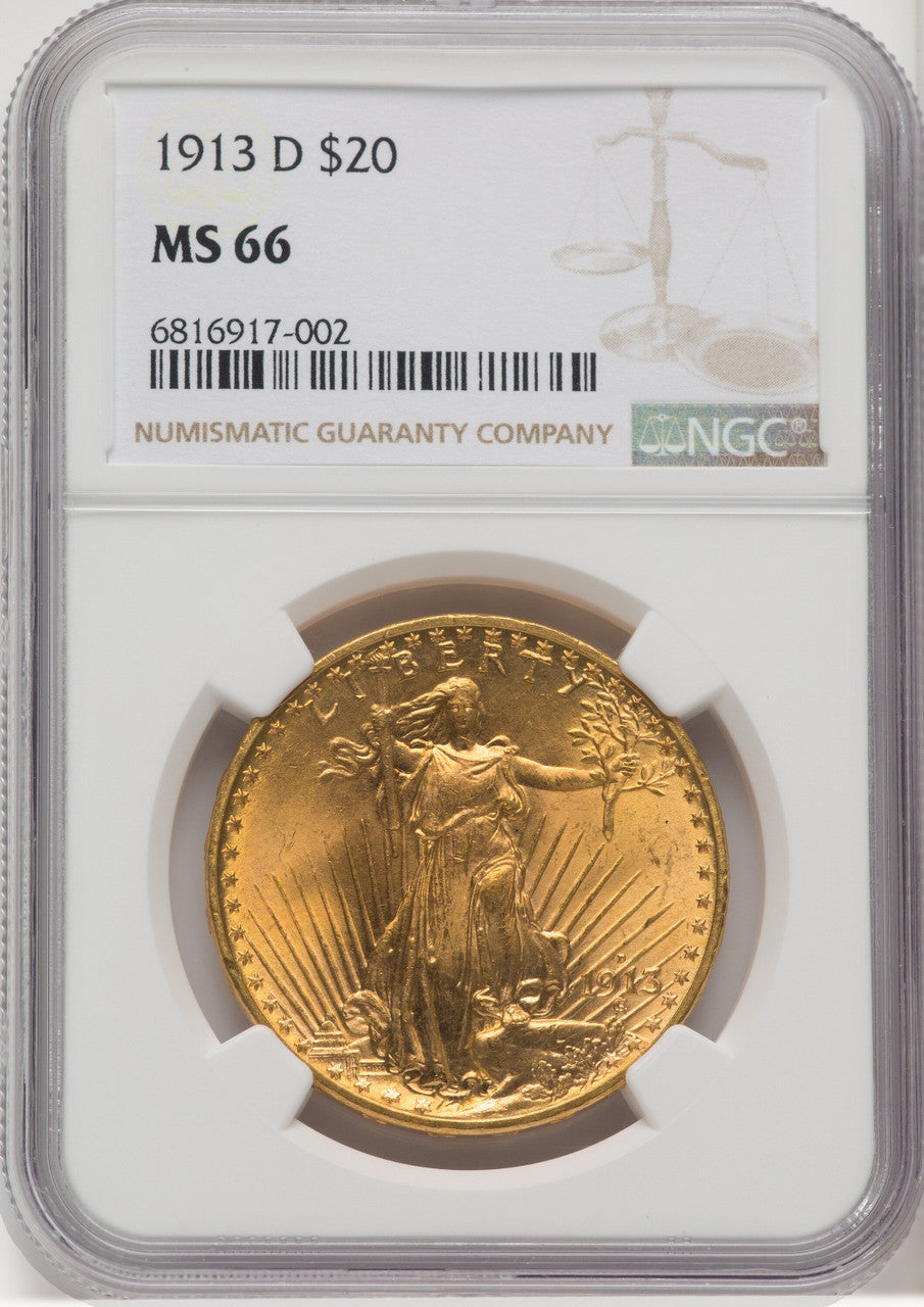 1913-D $20 Saint-Gaudens Double Eagle NGC MS66 (768930014)