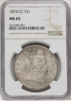 1874-CC T$1 Trade Dollar NGC MS65