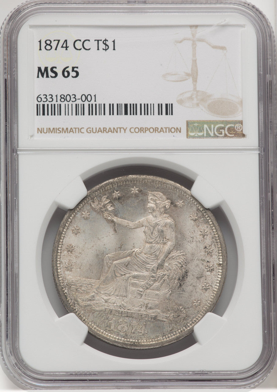 1874-CC T$1 Trade Dollar NGC MS65