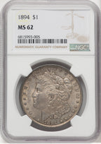 1894 $1 Morgan Dollar NGC MS62
