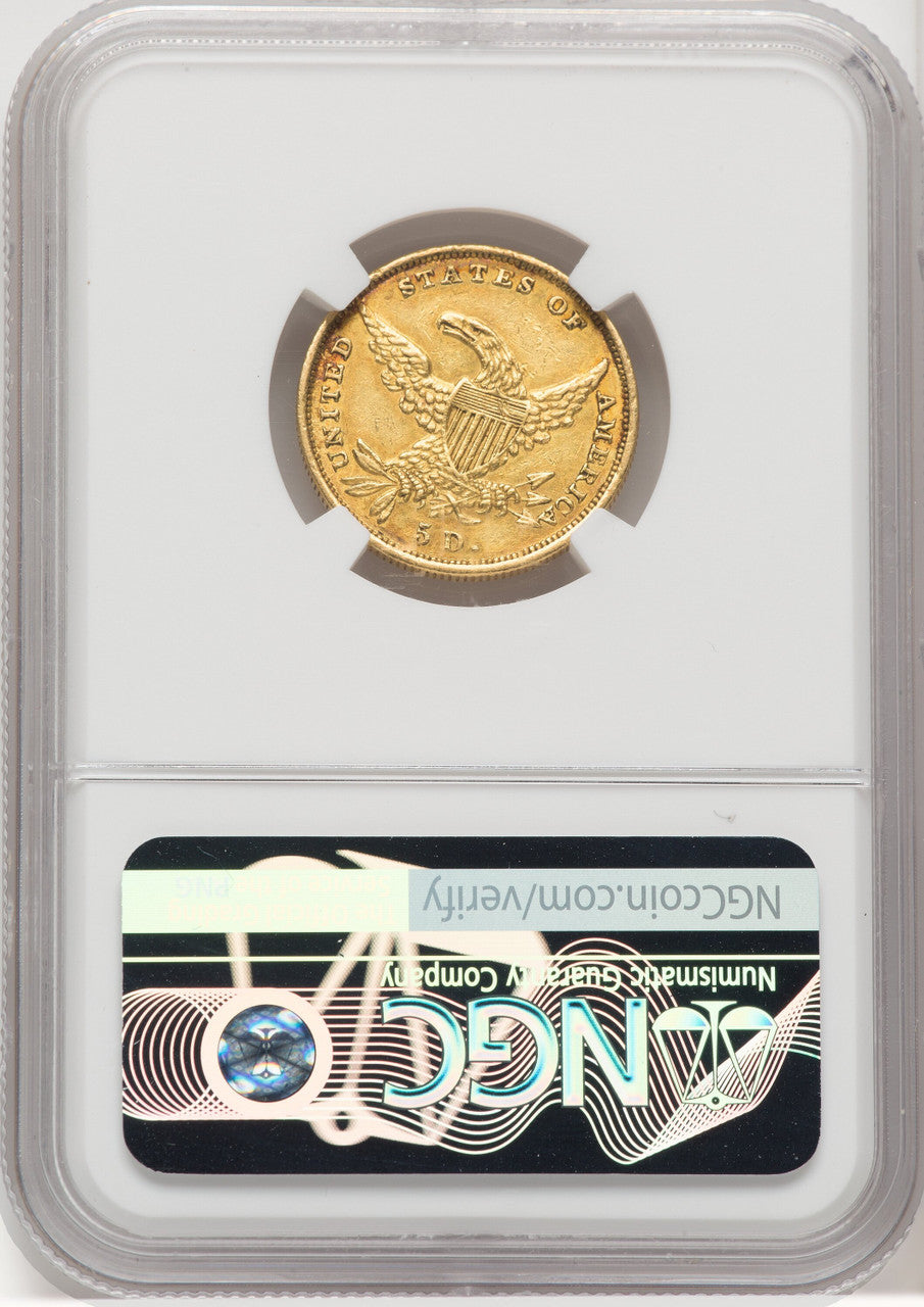 1834 $5 PLAIN 4 Classic Half Eagle NGC AU58