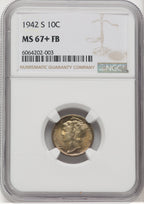 1942-S 10C FB Mercury Dime NGC MS67+ (768767002)