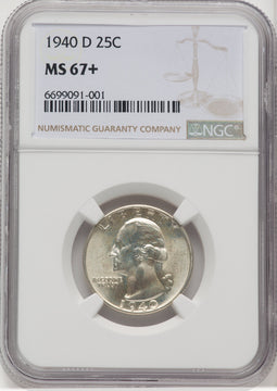 1940-D 25C Washington Quarter NGC MS67+ (768767005)