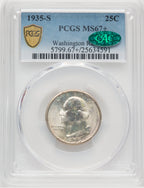 1935-S 25C CAC Washington Quarter PCGS MS67+