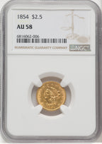 1854 $2.50 Liberty Quarter Eagle NGC AU58 (768671053)