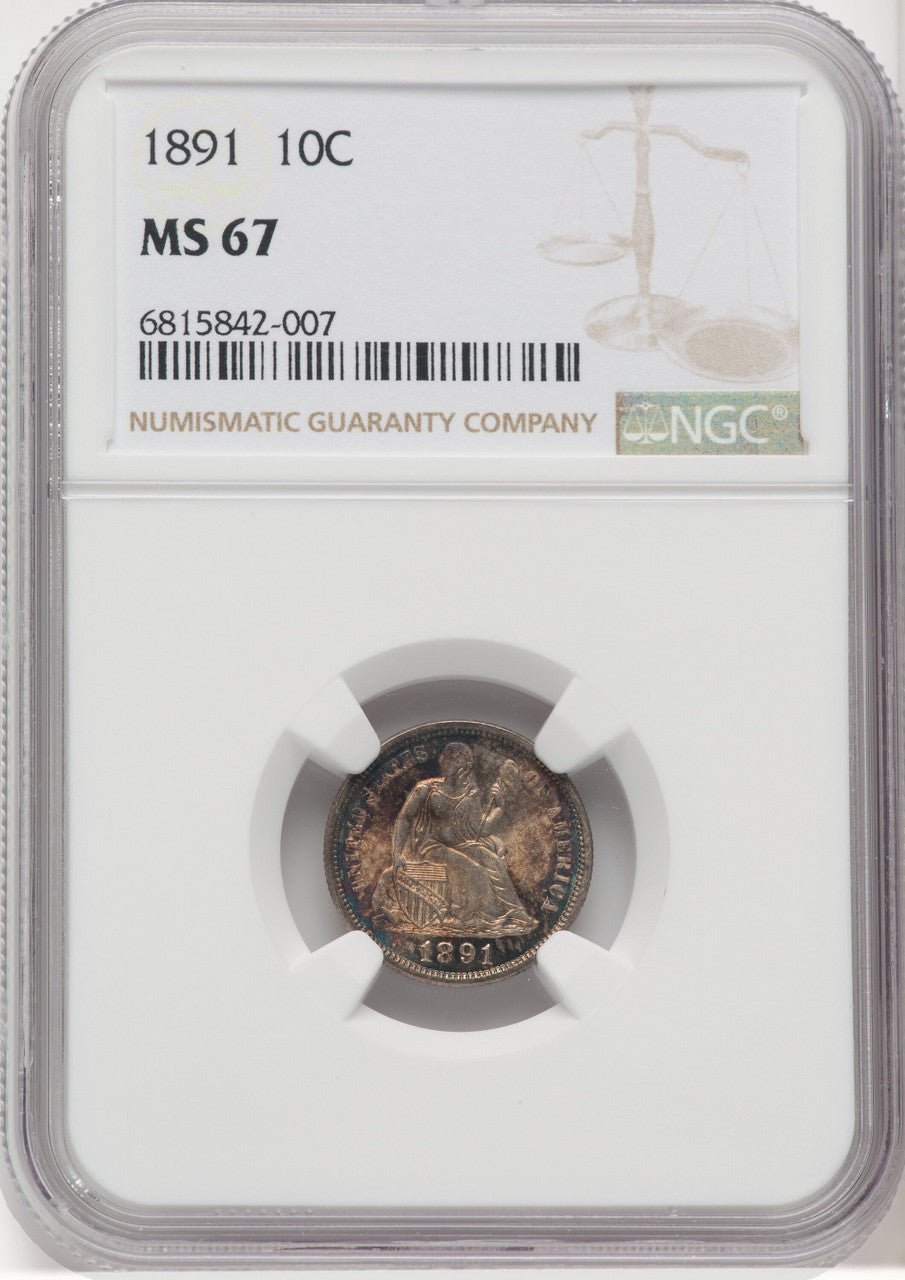 1891 10C Seated Dime NGC MS67 (768671014)