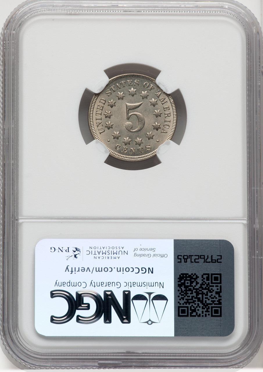 1868 5C Shield Nickel NGC MS66