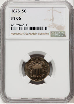 1875 5C Proof Shield Nickel NGC PR66