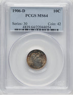 1906-D 10C Barber Dime PCGS MS64