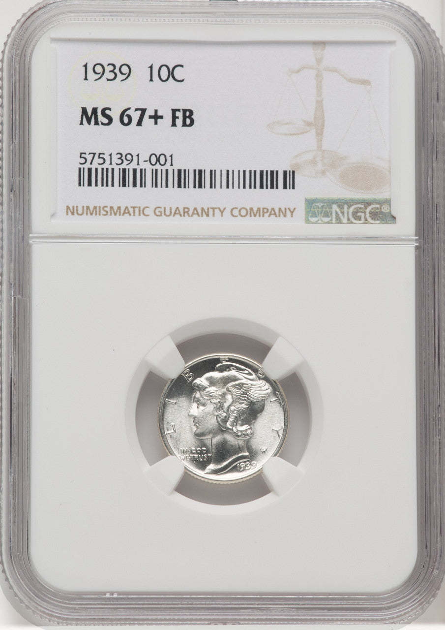 1939 10C FB Mercury Dime NGC MS67+