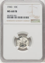 1943 10C FB Mercury Dime NGC MS68 (768671020)