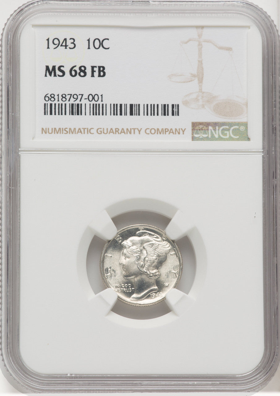 1943 10C FB Mercury Dime NGC MS68 (768671020)